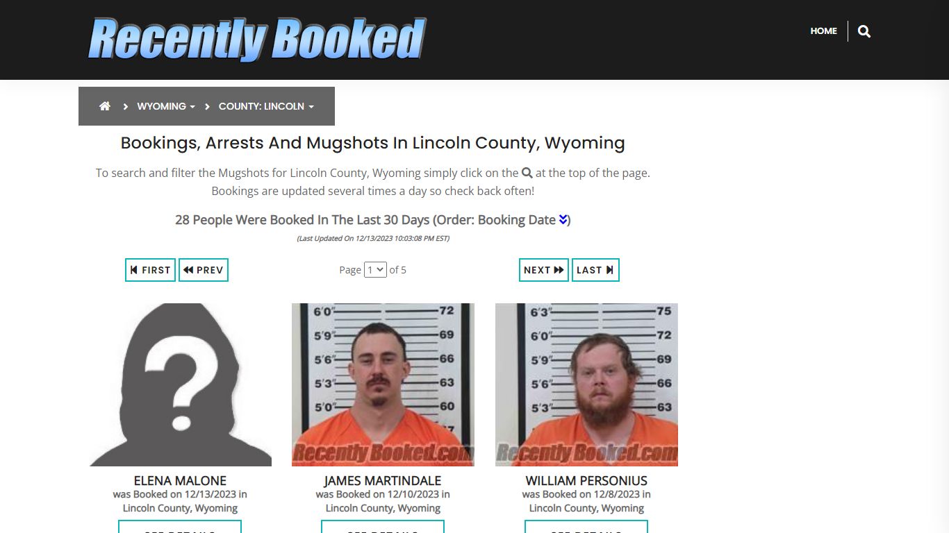 Bookings, Arrests and Mugshots in Lincoln County, Wyoming