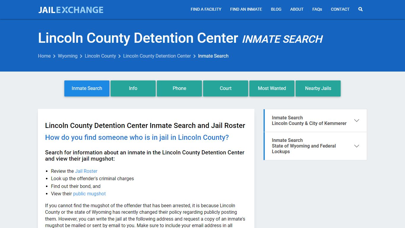 Lincoln County Detention Center Inmate Search - Jail Exchange
